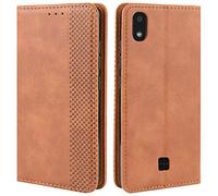 HualuBro Cover per LG K20 2019, Flip Case a Libro in Retro PU Pelle Magnetica Antiurto Portafoglio Custodia per LG K20 2019 Cover (Marrone)