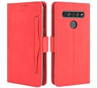 HualuBro Cover per LG K51S, Flip Cover a Libro in Premium PU Pelle Magnetica Antiurto Case Portafoglio Custodia per LG K51S Cover - Rosso