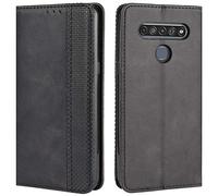 HualuBro Cover per LG K61, Flip Cover a Libro in Retro PU Pelle Magnetica Antiurto Case Portafoglio Custodia per LG K61 Cover (Nero)