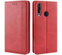 HualuBro Cover per Wiko View 3, Flip Case in PU Pelle Premium Portafoglio Cover [Funzione Stand] [Slot Carte] Leather Wallet Phone Custodia per Wiko View3 2019 (Rosso)