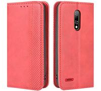 HualuBro Custodia Ulefone Note 8P Case, Ulefone Note 8 Cover, Flip Cover Portafoglio Magnetica in Retro PU Pelle a Libro TPU Antiurto Stand Case per Ulefone Note 8P Cover (Rosso)
