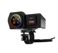 Huamengyuan Caricatore USB doppio per moto,termometro voltmetro,presa impermeabile per motocicletta per caricabatterie per cellulare 5V 3.4A,Presa di ricarica USB per moto,Tipo 1,one size