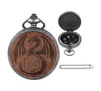 Huamengyuan Custodia per orologio da tasca con motivo drago, grande cassa per orologio da tasca, a forma di cubo, catena in vita, collana da tasca, Bianco Noce Antico, 9.00*5.00*3.00CM
