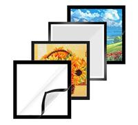 Huamirra Diamond Painting Cornice portafoto, 4 Pezzi Cornice Magnetica, 30 x 30 cm Telaio Autoadesivo Nero, Cornice Informativa Autoadesiva con Bordo Magnetico, Per Foto, Quadri, Certificati