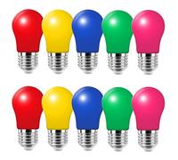 HUAMu Lampadina a LED colorata, E27,3 W, A50, a forma di pera, rosso, giallo, blu, verde, rosa, colori misti, per fate, luci colorate, decorazione di Halloween, feste, confezione da 10
