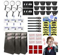 HuaMuDM 60 Pezzi Bambini Giocattolo Detective,Kit Spionaggio Gioco Detective per Bambini,con penna UV,taccuino, lente d'ingrandimento giocattolo,carte d'identità con clip,tampone per impronte digitali