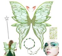 HuaMuDM Ali da Fata a Forma di Farfalla,Ali di Farfalla,Flower Wreath,Bastona Magica delle Fate,Adesivi,Elf Ears,Halloween,Natale,Carnevale,Festa a Tema