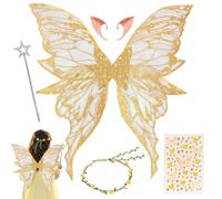 HuaMuDM Ali da Fata a Forma di Farfalla,Ali di Farfalla,Flower Wreath,Bastona Magica delle Fate,Adesivi,Elf Ears,Halloween,Natale,Carnevale,Festa a Tema