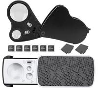 HuaMuDM Lente Ingrandimento, 2 Pezzi per Gioielli 30X 60X 90X, Lente Ingrandimento con Luce LED e UV, Lente Geologo, Lente D'ingrandimento Tascabile per Gioiellieri