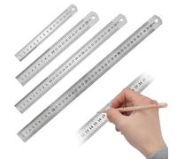 HuaMuDM Set di 4 righelli di precisione in acciaio INOX,righelli di precisione in acciaio,Righello Metallo in Acciaio Inossidabile a Doppia Scala,15cm,20cm,30cm,40cm,per ingegneria,istruzione,ufficio