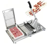 HuanEssentric Macchina Manuale per Spiedini Kebab a 10 Fori | Risparmio Di Fatica,2 Stampi Inclusi,Compatibile Spiedini 10-35cm Bambù/Metallo,Per Cucina,Campeggio E Grigliate