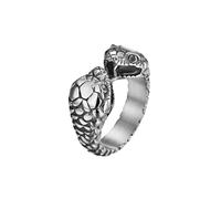 HUANGBONIG 2 anelli a serpente a doppia testa in acciaio inox come un vecchio ornamento di personalità, 11#, Metallo