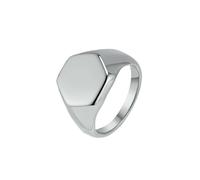 HUANGBONIG 2 anelli di tenuta esagonali in titanio semplici gioielli lisci per uomini e donne, 7#, Metallo