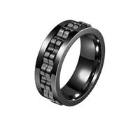 HUANGBONIG 2PC- Europa e America semplice personalità decompressione titanio squisito anello, No. 7, Metallo