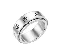 HUANGBONIG 2PC- Europa e Stati Uniti semplice titanio rotante stella luna anello rotante, 11(th), Metallo