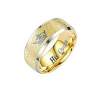 HUANGBONIG 2PC- Regina d'Europa e America semplice anello in acciaio al titanio, No. 7, Metallo