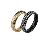HUANGBONIG 2PC- titanio crepa grano anello gioielli da uomo