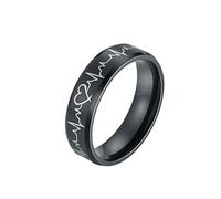 HUANGBONIG 2PC- titanio ECG nero opaco anello accessori per gli uomini e le donne, 5#, Metallo