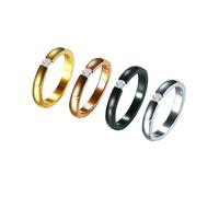 HUANGBONIG 2PC- Versione coreana di titanio micro-intarsiato zircone anello squisito per uomini e donne, US size No.7, Metallo