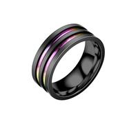 HUANGBONIG Anello bicolore in acciaio al titanio semplice personalità maschile europeo e americano colore nero, No.6