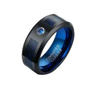 HUANGBONIG Anello in acciaio al tungsteno in fibra di carbonio blu-nero da uomo 2PC-8MM, US Code No.8, Metallo