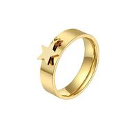 HUANGBONIG Anello in titanio con farfalla e luna, gioiello squisito per uomini e donne in Europa e in America, 7#, Metallo