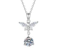 HUANGBONIG Argento puro Mosan pietra mini perla farfalla collana gioielli fresco e abile personalità