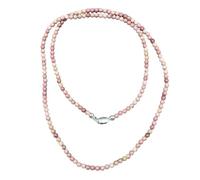 HUANGBONIG Collana con perle di granato naturale rosa, diverse possibilità di indossarla, può essere impilata - rosa