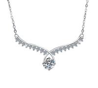 HUANGBONIG Collana da donna in argento Sterling con ali d'angelo Mosan e diamanti dalla personalità squisita, Metallo