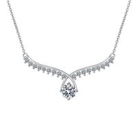 HUANGBONIG Collana da donna in argento Sterling con ali d'angelo Mosan e diamanti dalla personalità squisita, Metallo