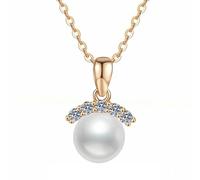 HUANGBONIG Collana di perle d'acqua dolce in argento puro Mosan gioielli squisiti da donna coreano-pietra Mosan