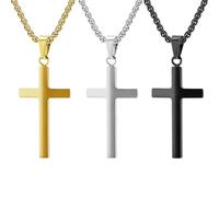 HUANGBONIG Collana in acciaio al titanio con doppia croce inclinata semplice e versatile gioielli di personalità, Metallo