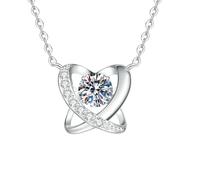 HUANGBONIG Collana intelligente da donna in argento Sterling con farfalla e pietra Mosang