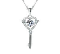 HUANGBONIG Collana intelligente da donna in argento Sterling con pietra d'amore e chiave d'amore.