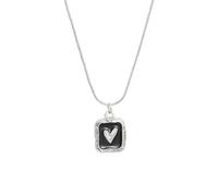 HUANGBONIG D1725 - Collana da donna in argento sterling con gocce quadrate di amore nero