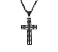 HUANGBONIG E-commerce transfrontaliero gioielli hip-hop europeo e americano collana croce acciaio titanio personalità punk alto senso pieno ciondolo diamante spot., Metallo