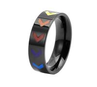 HUANGBONIG Europa e America a forma di V arcobaleno semplice anello freccia titanio gioielli personalizzati, No. 7