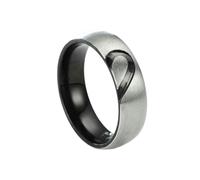 HUANGBONIG Europa e Stati Uniti semplice e squisito anello coppia di titanio a forma di cuore, No.6, Metallo