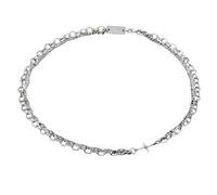 HUANGBONIG Europeo e americano in acciaio inox cucitura personalità doppia croce diamante maglione collana-collana [55CM]