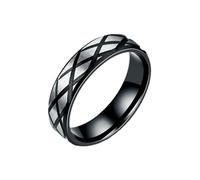 HUANGBONIG Europeo e americano nero maschile retrò plaid bicolore squisito anello, No.9, Metallo