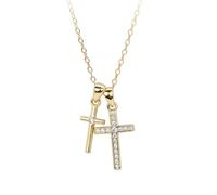 HUANGBONIG Gioielli di tendenza delle signore della collana della doppia croce dell'argento