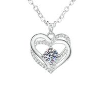 HUANGBONIG Monili delle signore della collana della pietra di Mosan del cuore eterno puro d'argento, Metallo