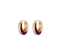 HUANGBONIG Retro dolce smalto rosso orecchino fibbia zircone temperamento gioielli-rosso
