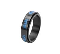 HUANGBONIG Semplice e bello luminoso gatto faccia anello girevole in acciaio inox gioielli signore, No. 7