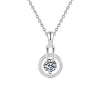HUANGBONIG Sterling Silver Moss Stone personalizzato ciondolo stellato accessori da donna coreani, Metallo