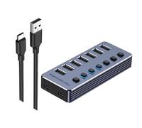 HUANGING Adattatore di carico di alluminio del porto della docking station 4/7/10 USB3.0 per il trasferimento efficiente dei dati e la gestione di potere