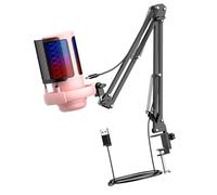 HUANGING Microfono USB da gioco frequenza 30Hz~16kHz per PC con braccio braccio e illuminazione a LED per streaming immersivo