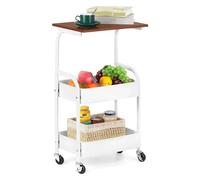 huanglyc-232 Carrello cucina mobile Carrello portaoggetti da cucina, carrello sottile a 3 livelli con ruote, mobile piano in legno, bianco Isola Mobile