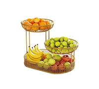 huanglyc-232 Cestino della frutta Alzata for frutta con cesto di - Cesto for snack in ferro battuto, piatto for esposizione torte e multistrato Tavola(Gold,Piccolo)