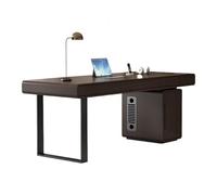 huanglyc-232 Scrivania moderna for ufficio direzionale con cassetti e schedario, postazione di lavoro in legno color fumé prese ricarica(M)